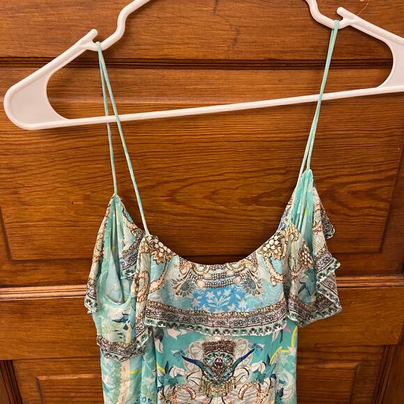 Camilla Long Wrap Dress w/ Frill Turn Back Time size XS Blue $749 NWT's - Picture 6 of 16